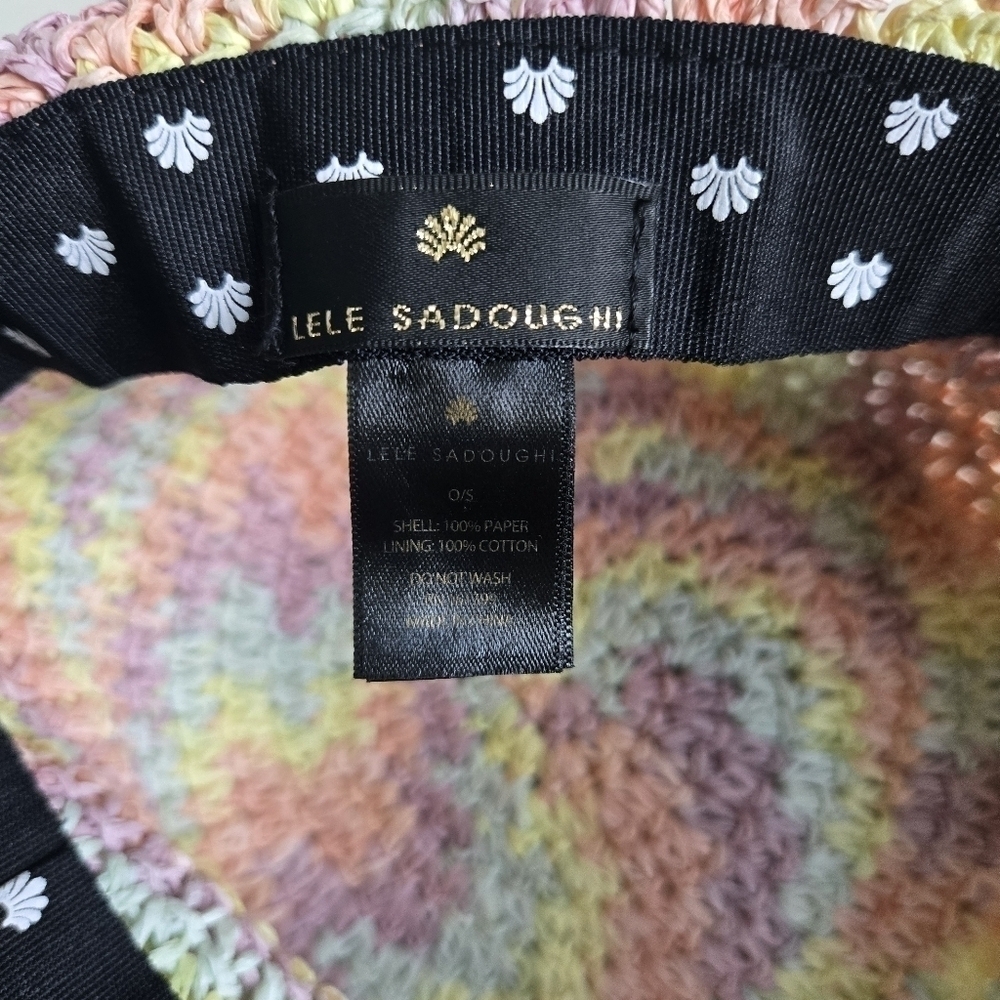 New Lele Sadoughi Raffia Rainbow Pastel Playa Bucket Hat - Picture 10 of 10